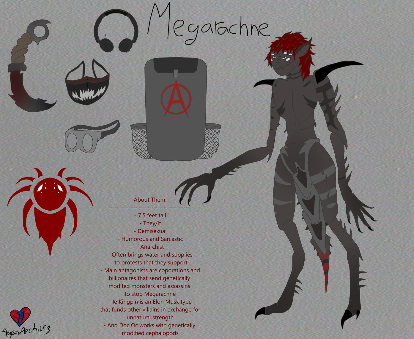 A character that I designed based off the prehistoric Eurypterid Megarachne ("Giant Spider")
