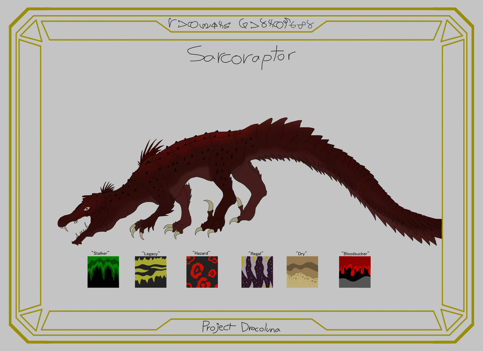 A hybrid I designed as a mix of Velociraptor, Kaprosuchus and Sarcosuchus components
