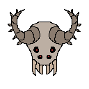 An unusual skull with 4 flickering red eyes